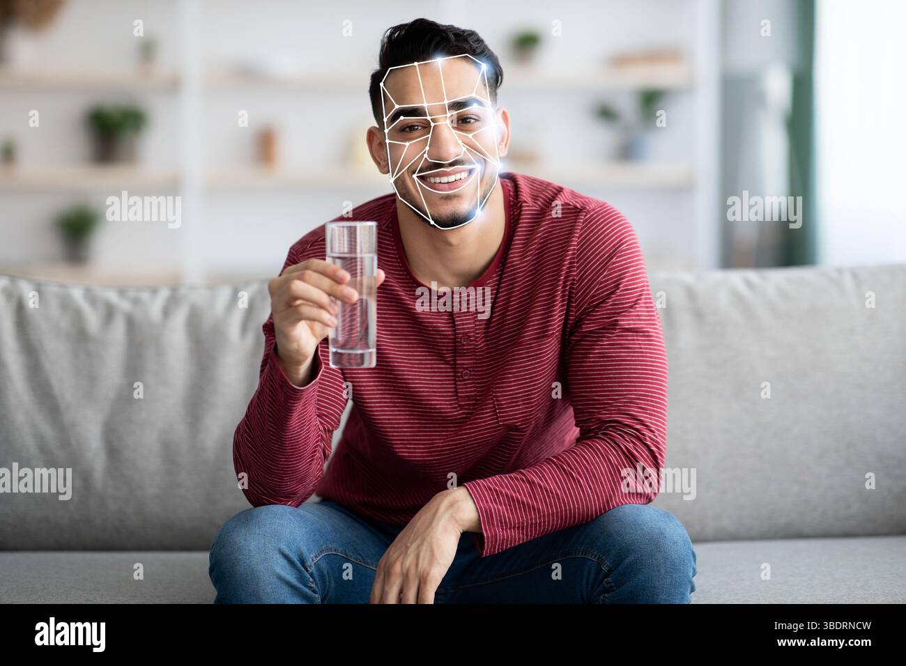 Moderne Gesichtserkennungstechnologie verbessert die Identifikation im täglichen Leben Stockfoto