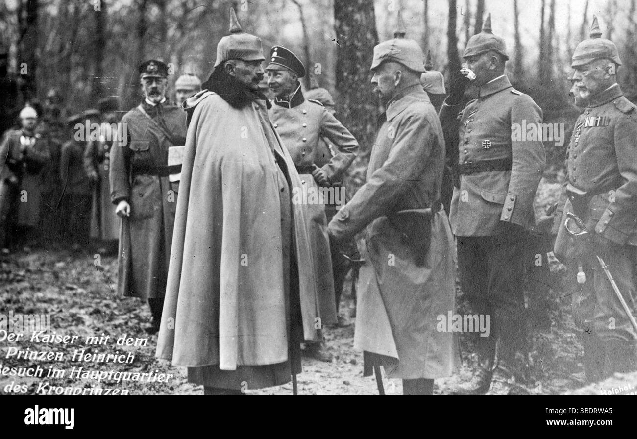Kaiser Wilhelm II., Kronprinz Wilhelm und Prinz Heinrich von Preußen. Stockfoto
