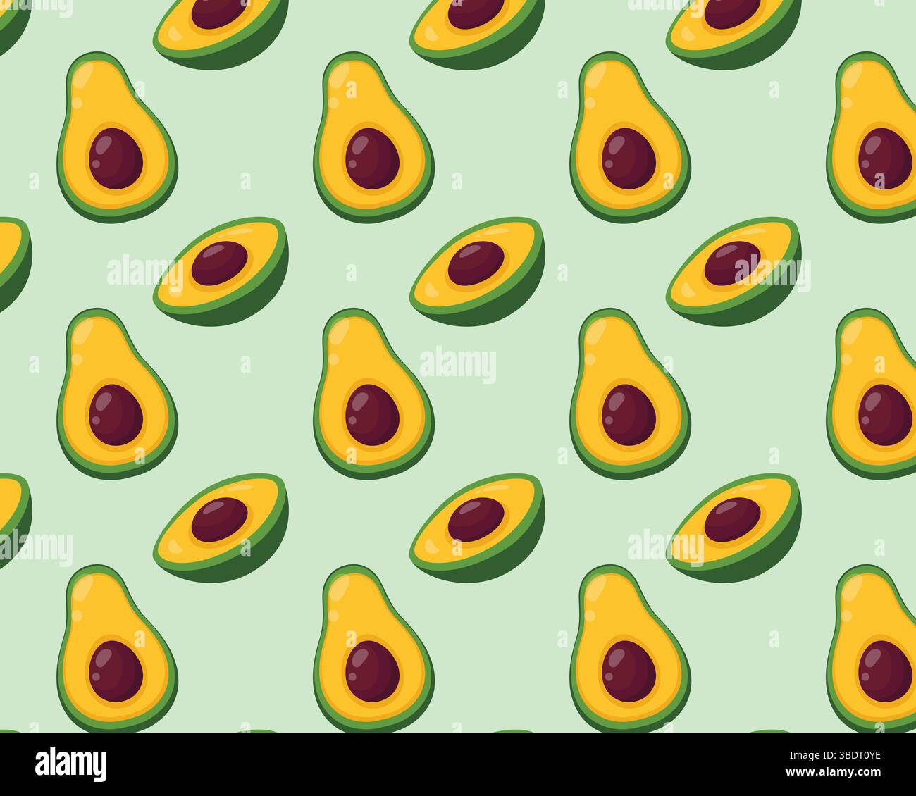 Nahtloses Avocado-Fruchtmuster, Illustrationsset. Avocado Obst Avocado Hintergrund. Vektormuster. Handgezeichnet Stock Vektor