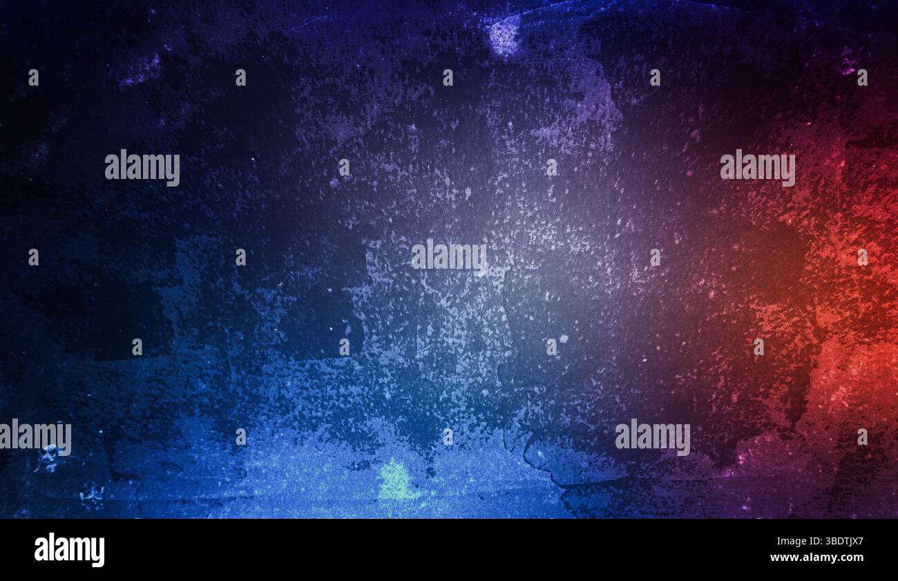 Abstrakte Grunge-Textur mit blauem und rotem Farbverlauf. Schwarz dunkelviolett, blau, grün, orange, rot, abstrakter Farbverlauf in Pink, Gold, glänzender Glitzer Stockfoto