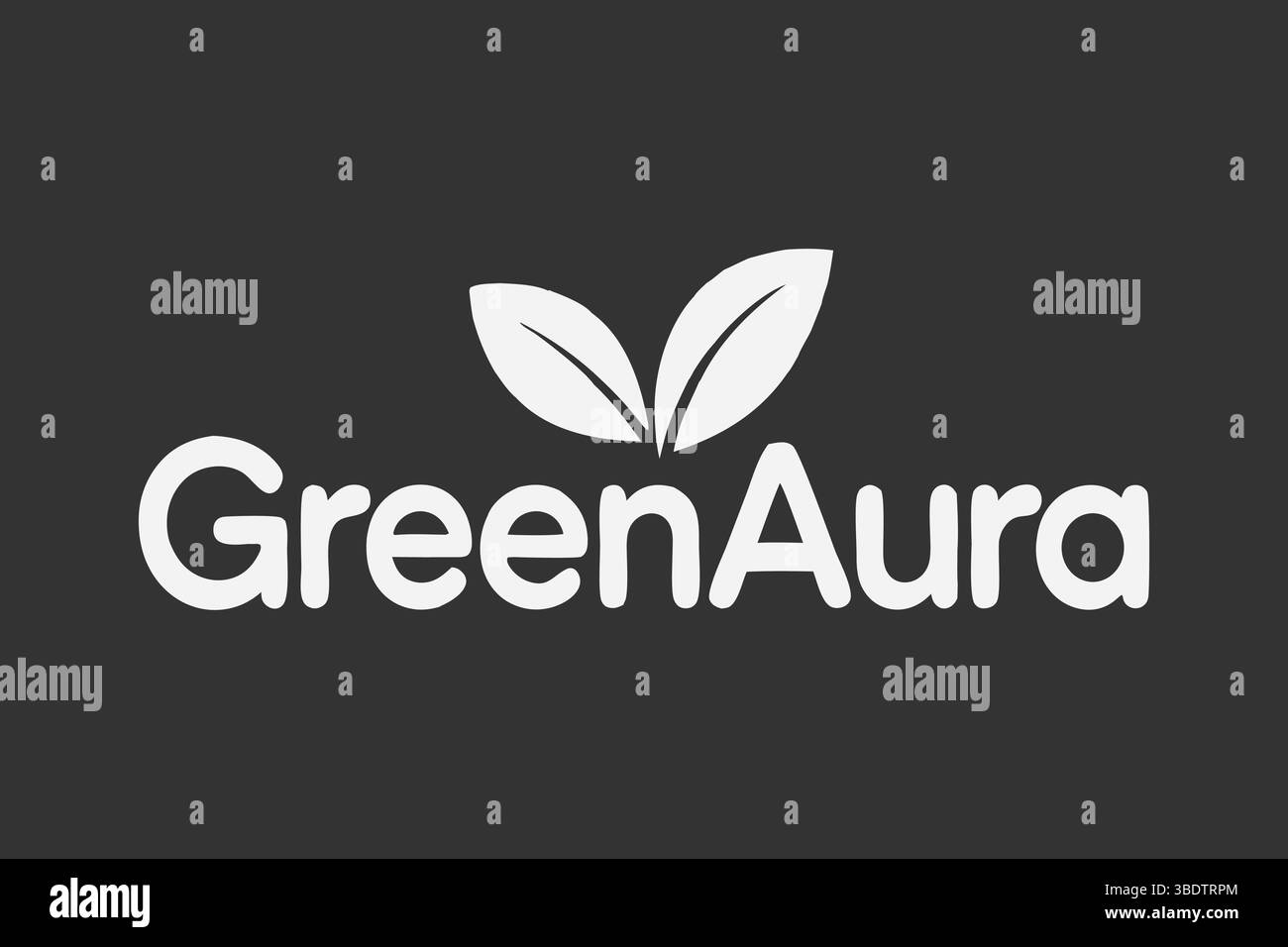 Grünes Aura-Logo mit zwei Blättern Stock Vektor