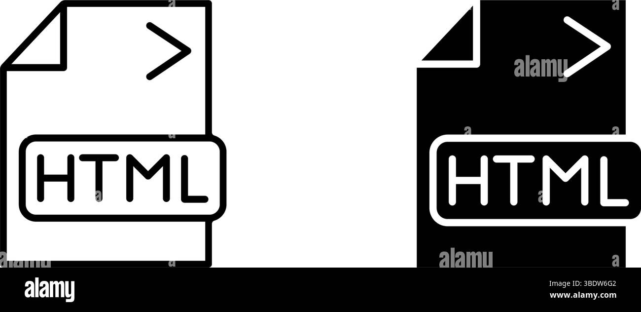 HTML-Dateisymbol. Ideal für Technologie- oder Webentwicklungsdesigns. Stock Vektor