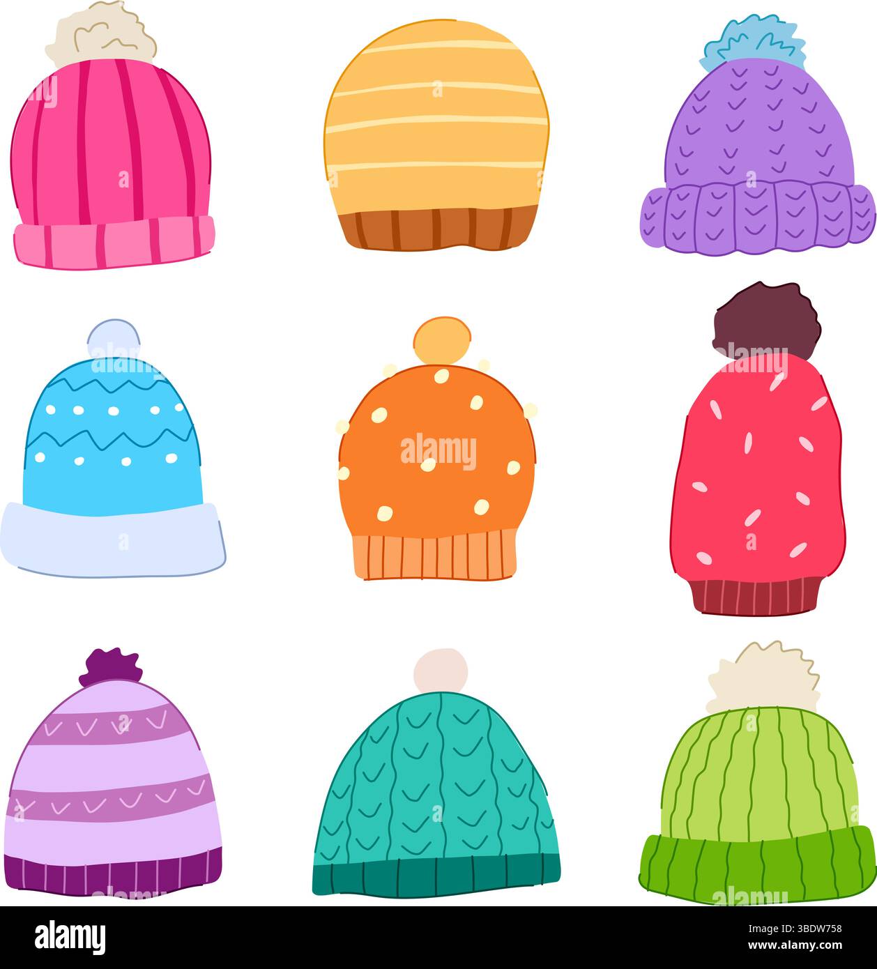 Winter Hut Strick Set Cartoon Vektor Illustration Stock Vektor