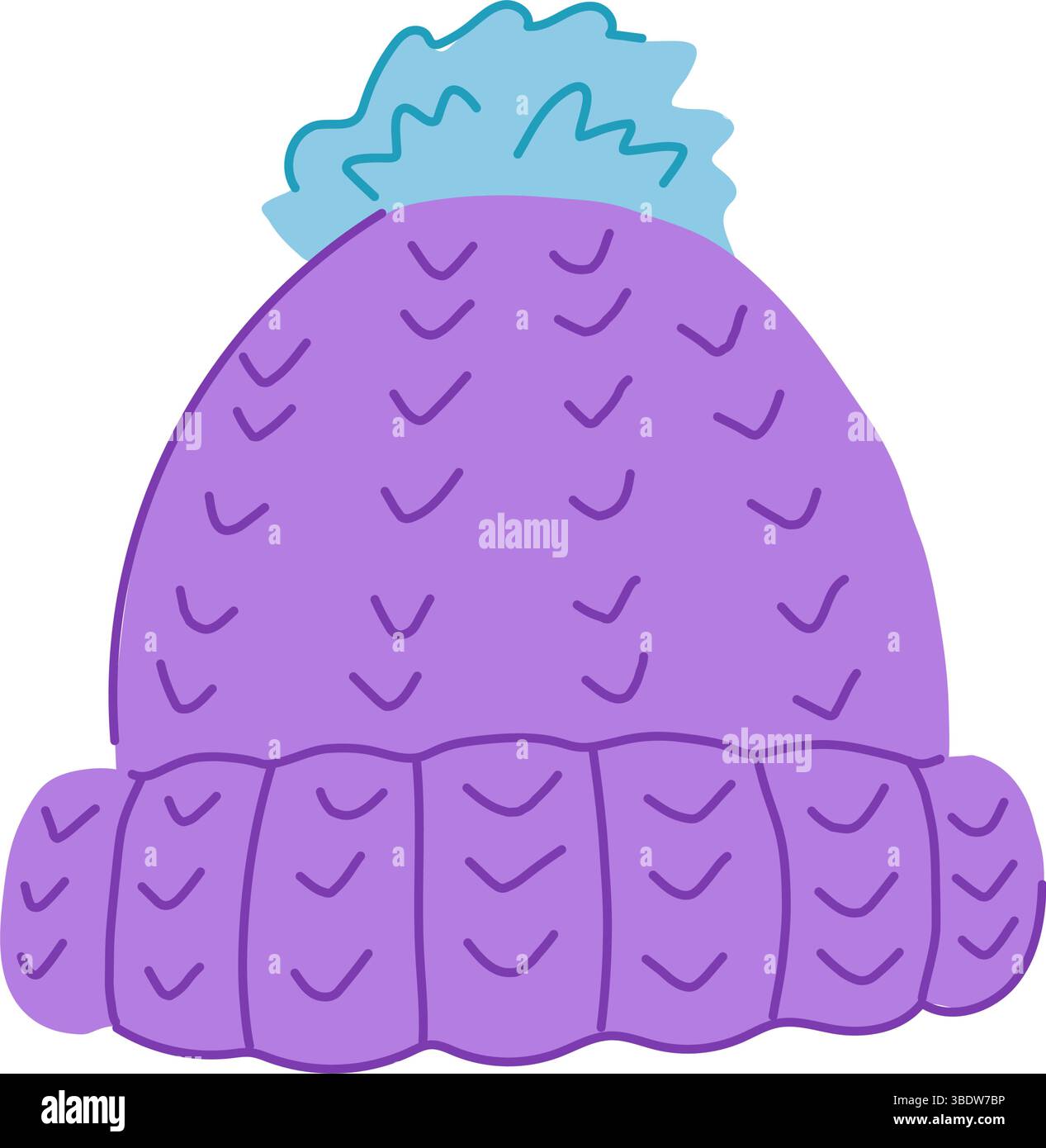 Pompon Winter Hut stricken Cartoon Vektor Illustration Stock Vektor