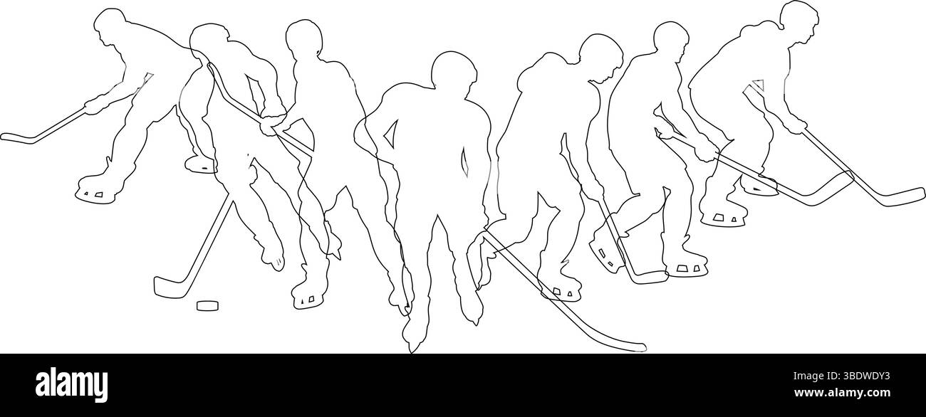 Eishockey Silhouette People Player Silhouetten Stock Vektor