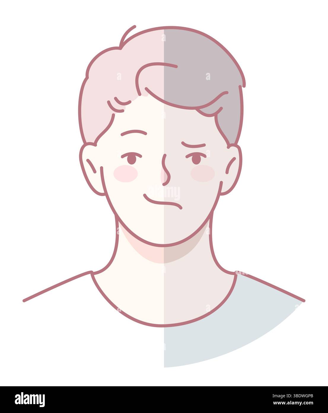 Eine stilisierte Illustration, die die emotionale Komplexität eines jungen Mannes in sanften, einladenden Farben zeigt Stock Vektor