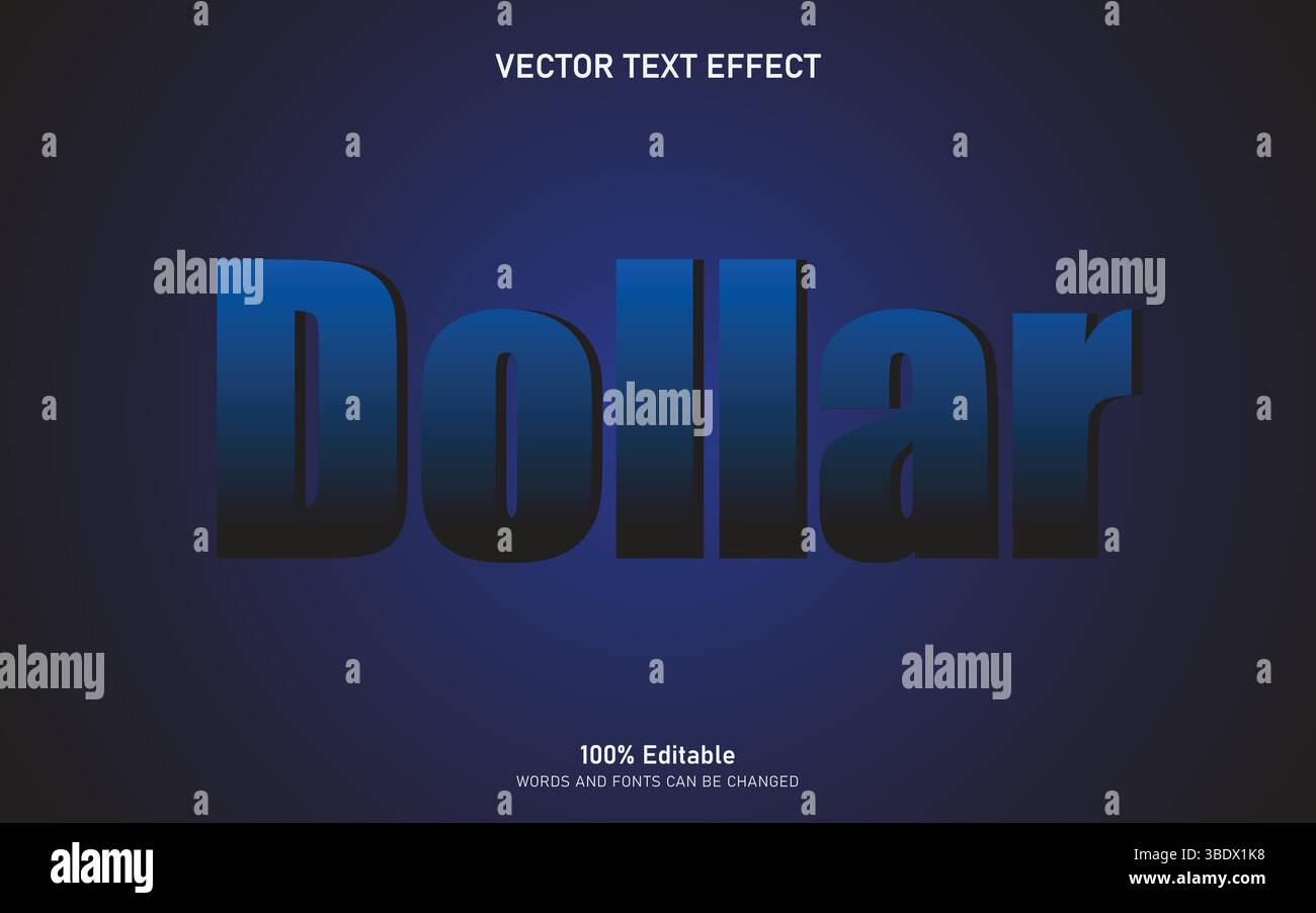 Dollar 3D-Texteffekt, bearbeitbar Stock Vektor