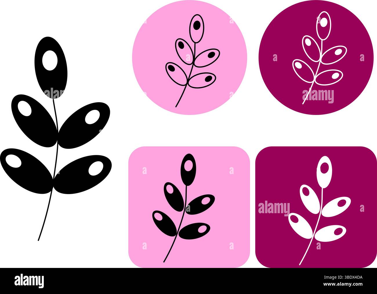 Logo von icon Leaf Nature. Vektorgrafik-Strichdarstellung. Kosmetik-Make-up-Kunst in Schwarz und weiß. Design für Modegrafiken, Textildrucke und Stoffe Stock Vektor