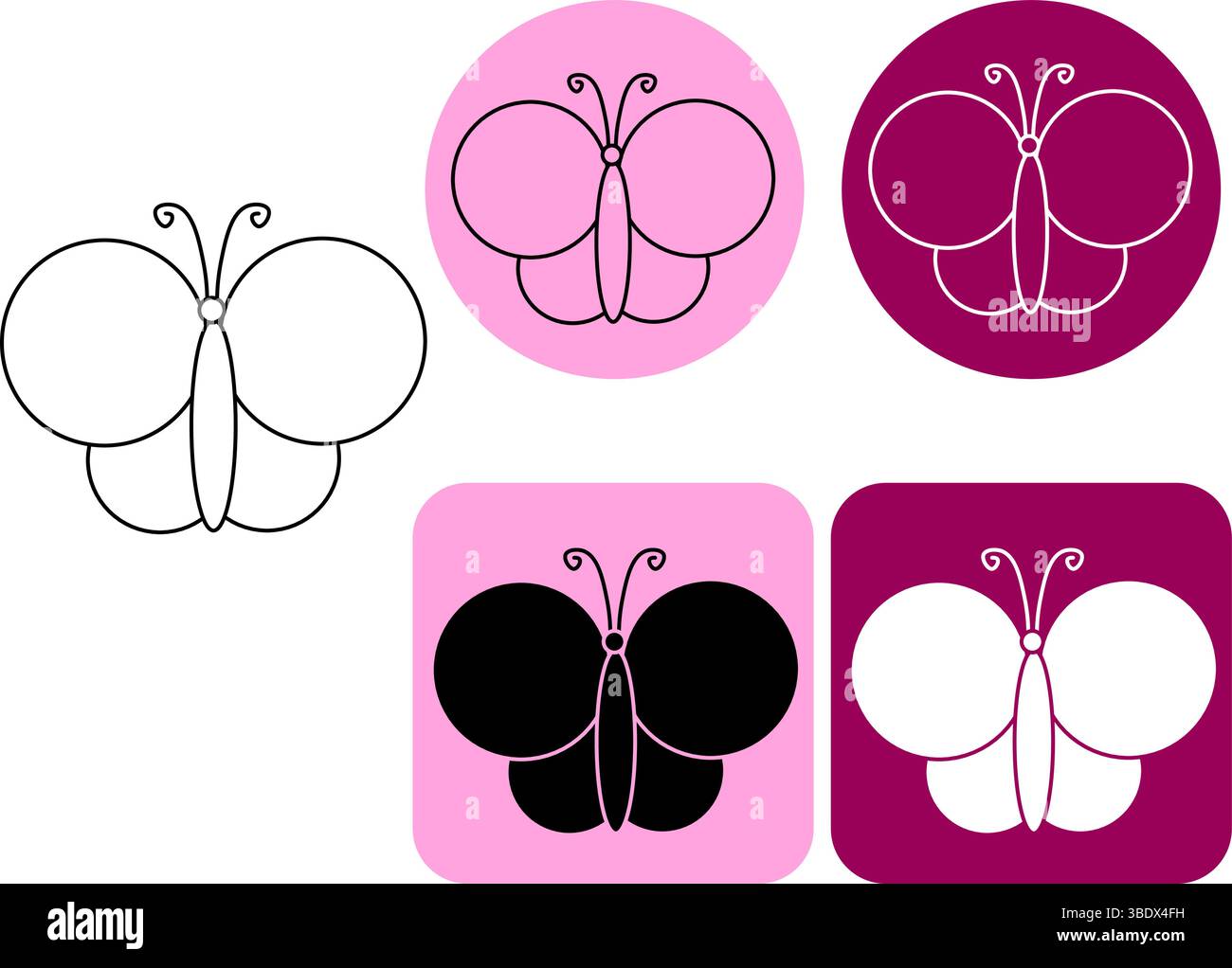 Schmetterling-Logo. Vektorgrafik-Strichdarstellung. Schwarz-weiße Illustration für Schönheitssalon, Kosmetikgeschäft, Make-up-Design. Textur für Betshe Stock Vektor