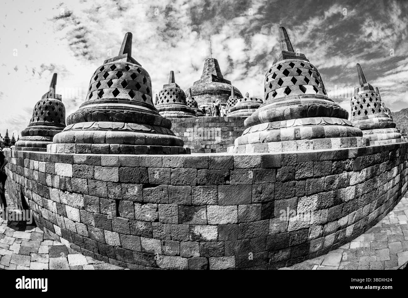Antike buddhistische Stupas im Borobudur-Denkmal Stockfoto