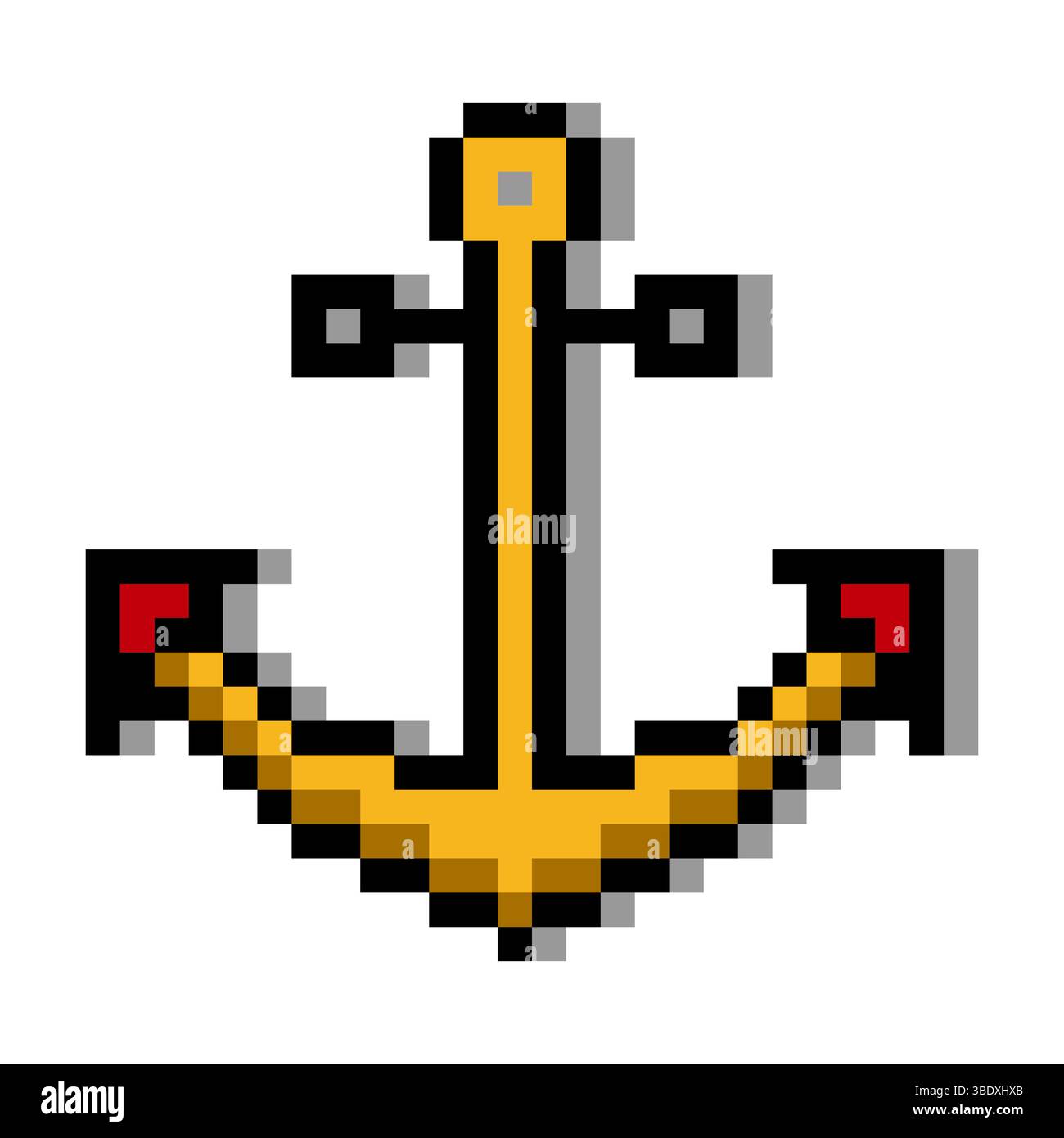 Schiffsanker im Pixelart-Stil Stock Vektor