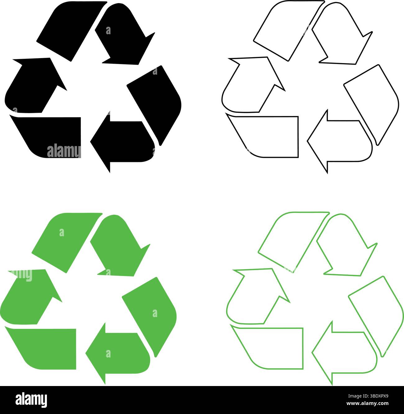 Recycling-Symbol in vier Varianten Stock Vektor