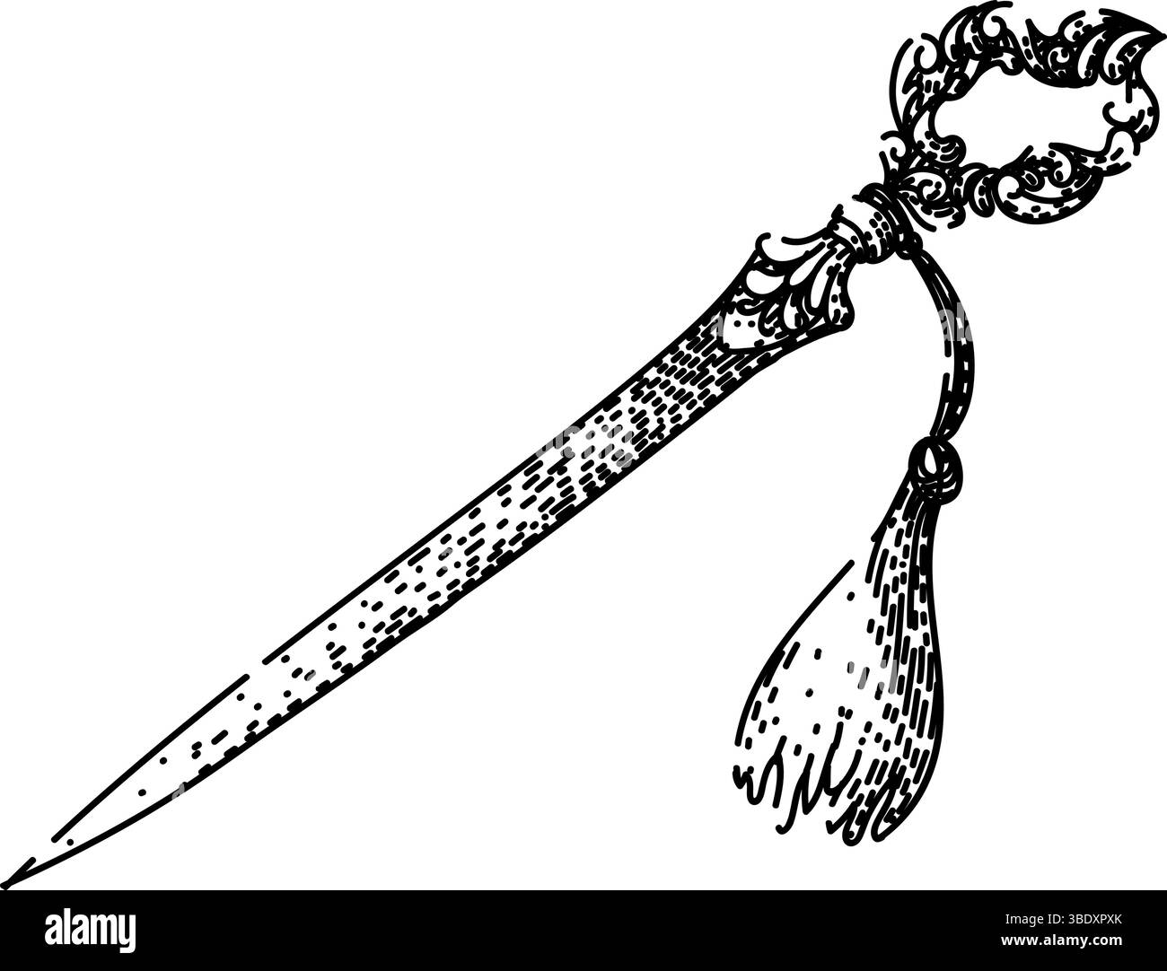 Messer Brieföffner Skizze Hand gezeichneter Vektor Stock Vektor