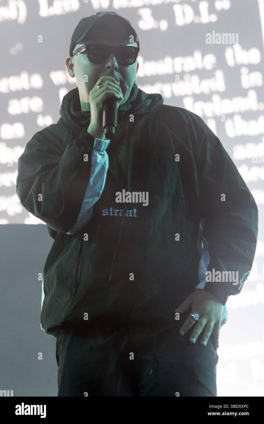 London, Großbritannien. 23. Mai 2025. Mo Chara (Liam Óg Ó hAnnaidh) von Kniescheibe tritt beim Wide Awake Festival im Brockwell Park auf. Quelle: Justin Ng/Alamy Live Stockfoto