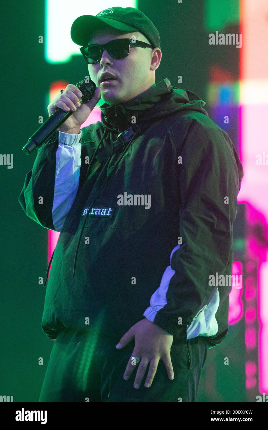 London, Großbritannien. 23. Mai 2025. Mo Chara (Liam Óg Ó hAnnaidh) von Kniescheibe tritt beim Wide Awake Festival im Brockwell Park auf. Quelle: Justin Ng/Alamy Live Stockfoto