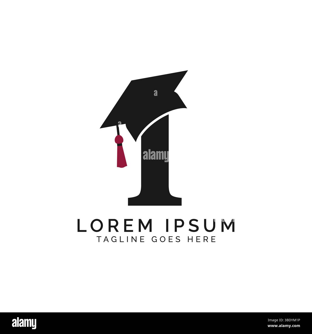 Buchstabe I mit Graduierungskappe. Buchstabe I Education hat Symbol Stock Vektor