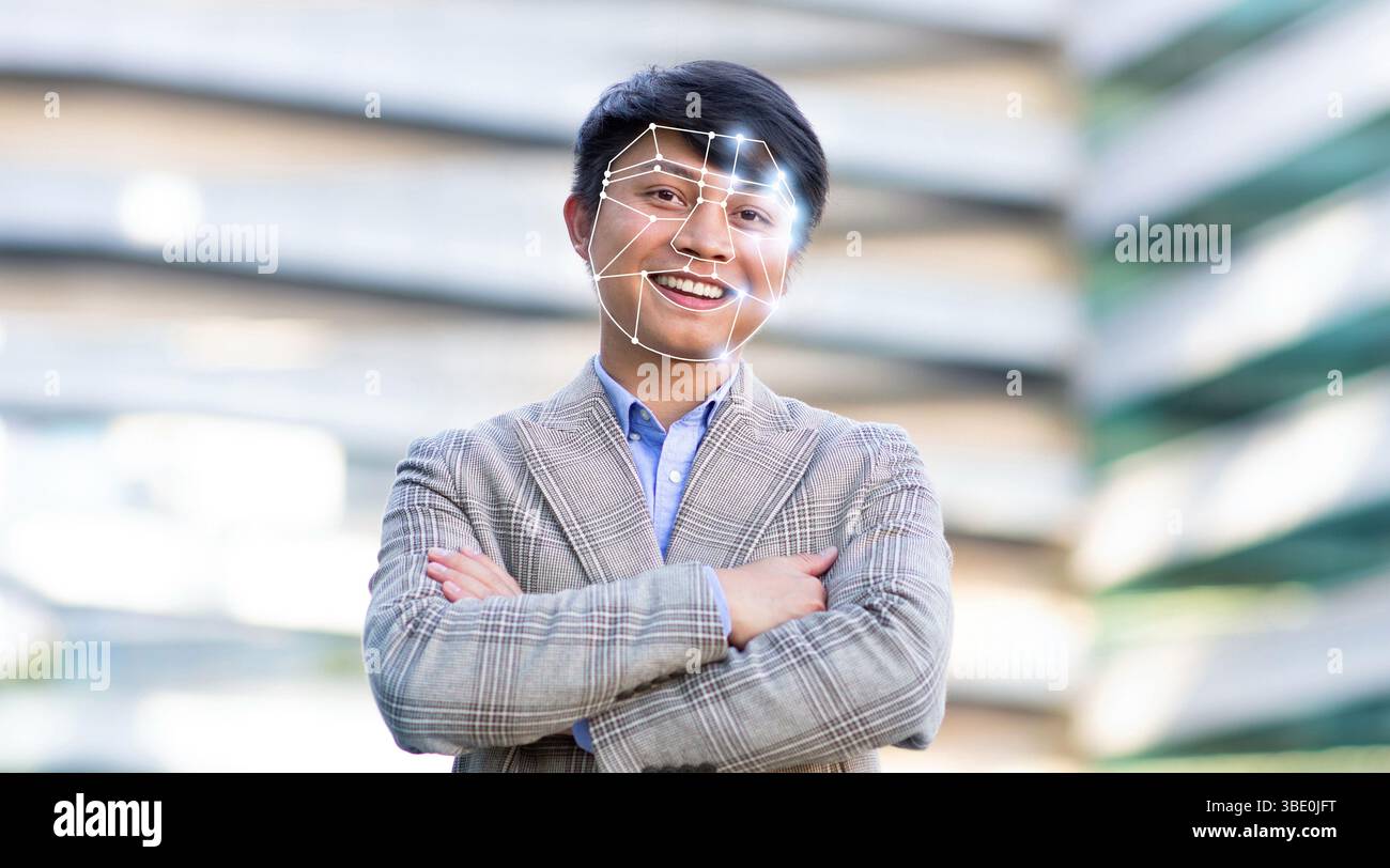 Moderne Gesichtserkennung verbessert die Identifikation in städtischen Umgebungen Stockfoto