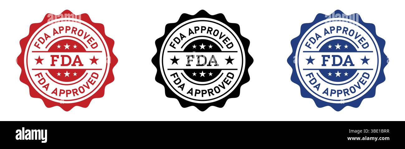 FDA Approved Certification Badge icon Label Design SetFDA Approved Certification Badge icon Label Design Set Stock Vektor