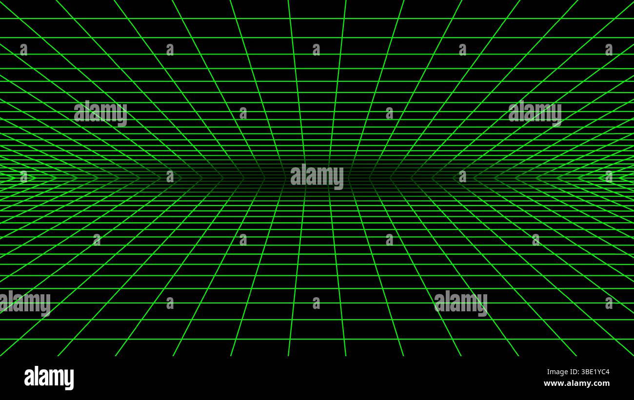 3D Drahtmodell perspektivisch Gitter Raum Vorlage Design Vektor Illustration Hintergrund. Stock Vektor