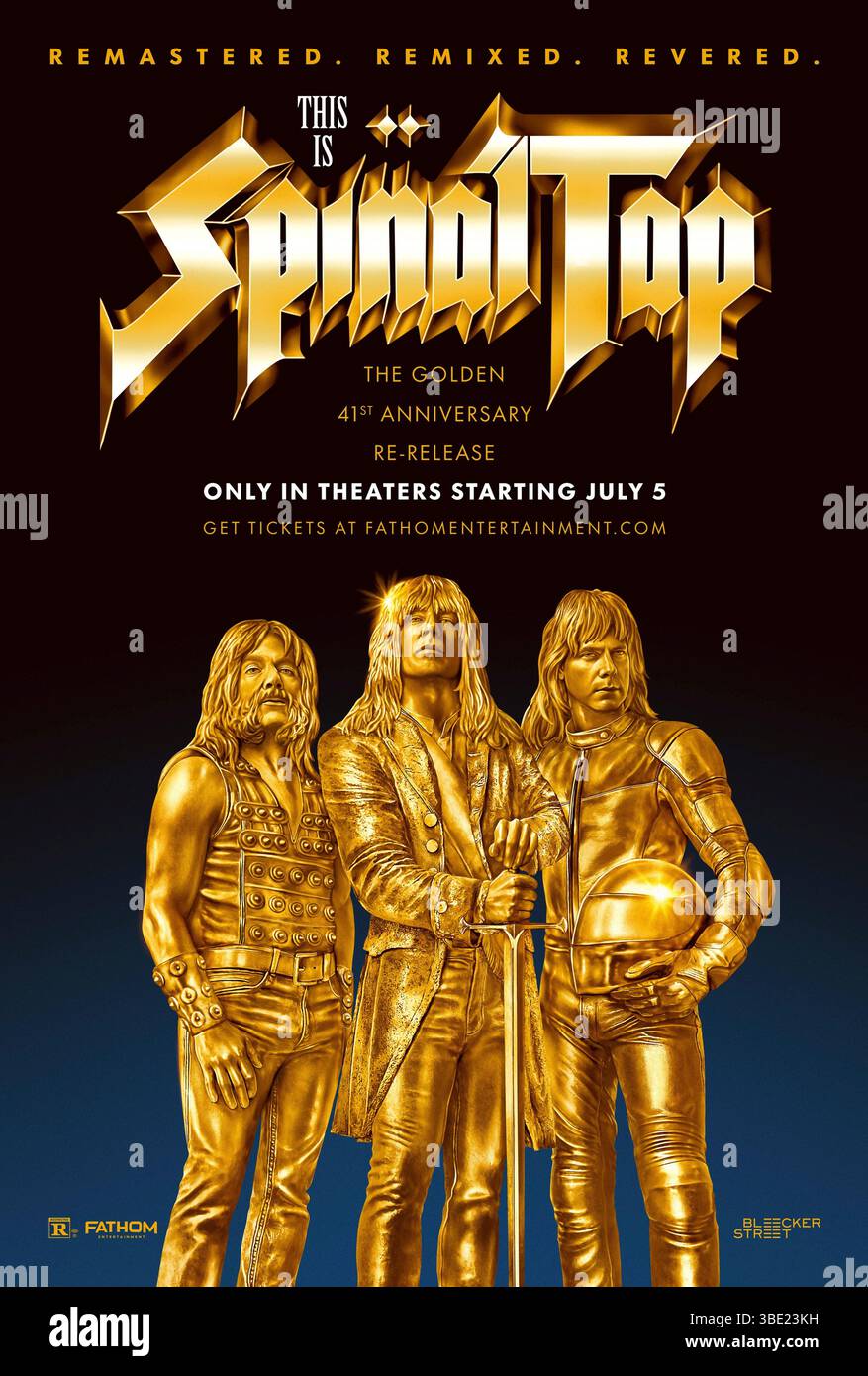 This is Spinal Tap (1984) von Rob reiner mit Christopher Guest, Michael McKean und Harry Shearer. Spinal Tap, eine der lautesten Bands Englands, wird von Regisseur Marty DiBergi auf einer schicksalhaften Tour erzählt, als die Band mit einer Reihe von Unglücken konfrontiert ist, während sie ihr neuestes Album Riech the Glove promotet. US-Publizitätsposter NUR für die Wiederveröffentlichung von REDAKTIONEN 2025. Quelle: BFA/Bleeker Street Stockfoto