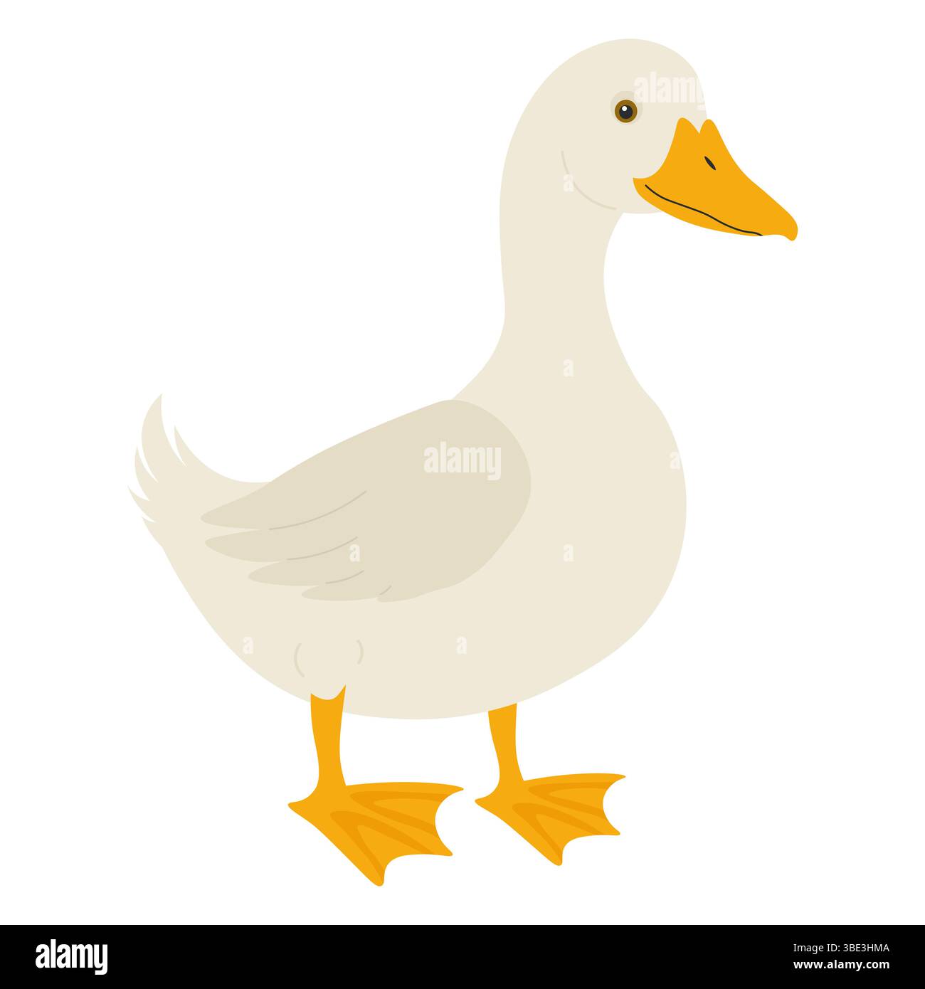 Gänse in flachem Stil. Vektorillustration eines Tieres auf einem Bauernhof Stock Vektor