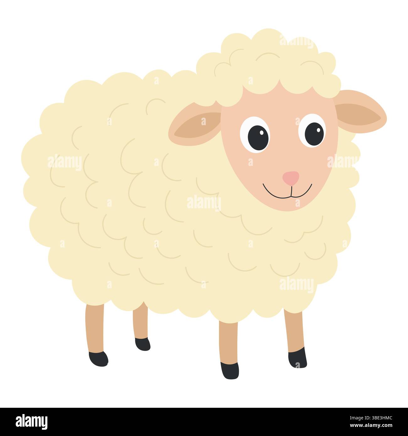 Lamm in flacher Ausführung. Vektorillustration eines Tieres auf einem Bauernhof Stock Vektor