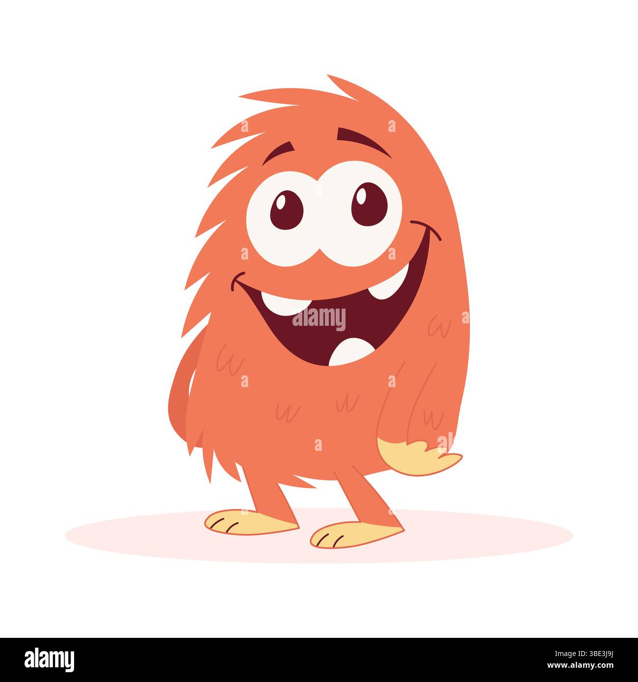 Lustiges flauschiges Monster auf weißem Hintergrund Stock Vektor