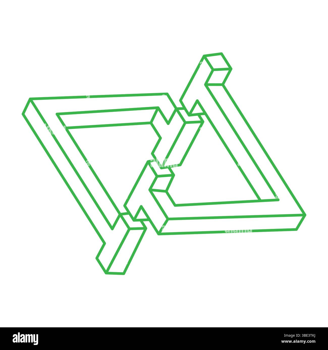 Unmögliche Formen. Heilige Geometrie. Optisches Illusionslogo. Abstrakte ewige geometrische Objekte. Optische Kunst. Unmögliches Geometriesymbol auf einem weiß Stock Vektor