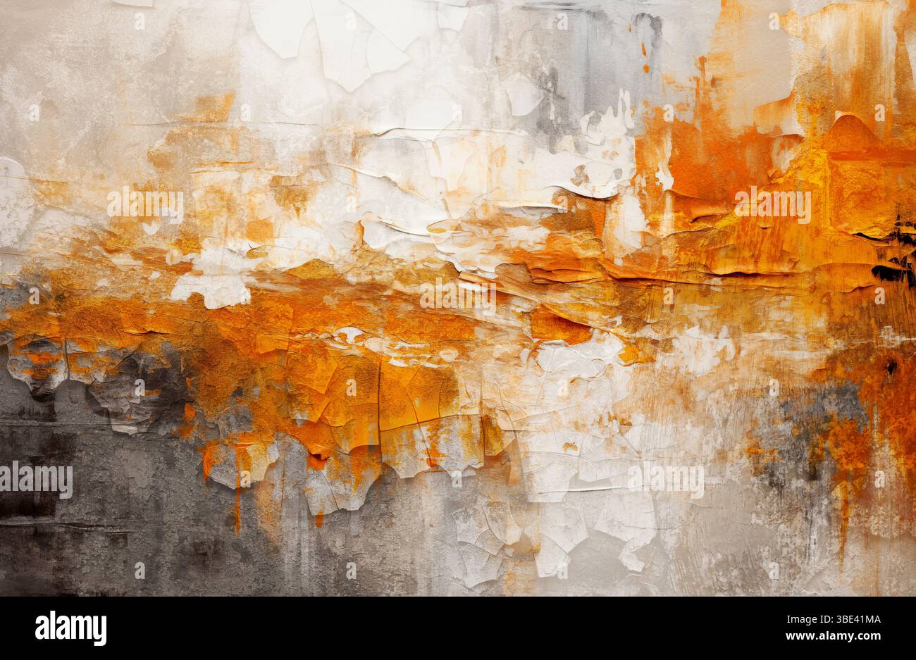 Ölgemälde Farbstriche Farbe. Abstrakter Hintergrund der Acrylmalerei und Aquarellpinselstrich. Ockerfarbene und terrakottafarbene Rückseite Stockfoto