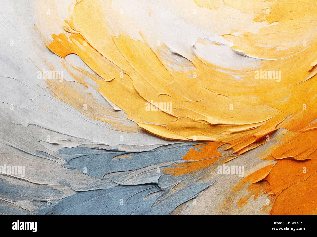 Ölgemälde Farbstriche Farbe. Abstrakter Hintergrund der Acrylmalerei und Aquarellpinselstrich. Ockerfarbene und terrakottafarbene Rückseite Stockfoto