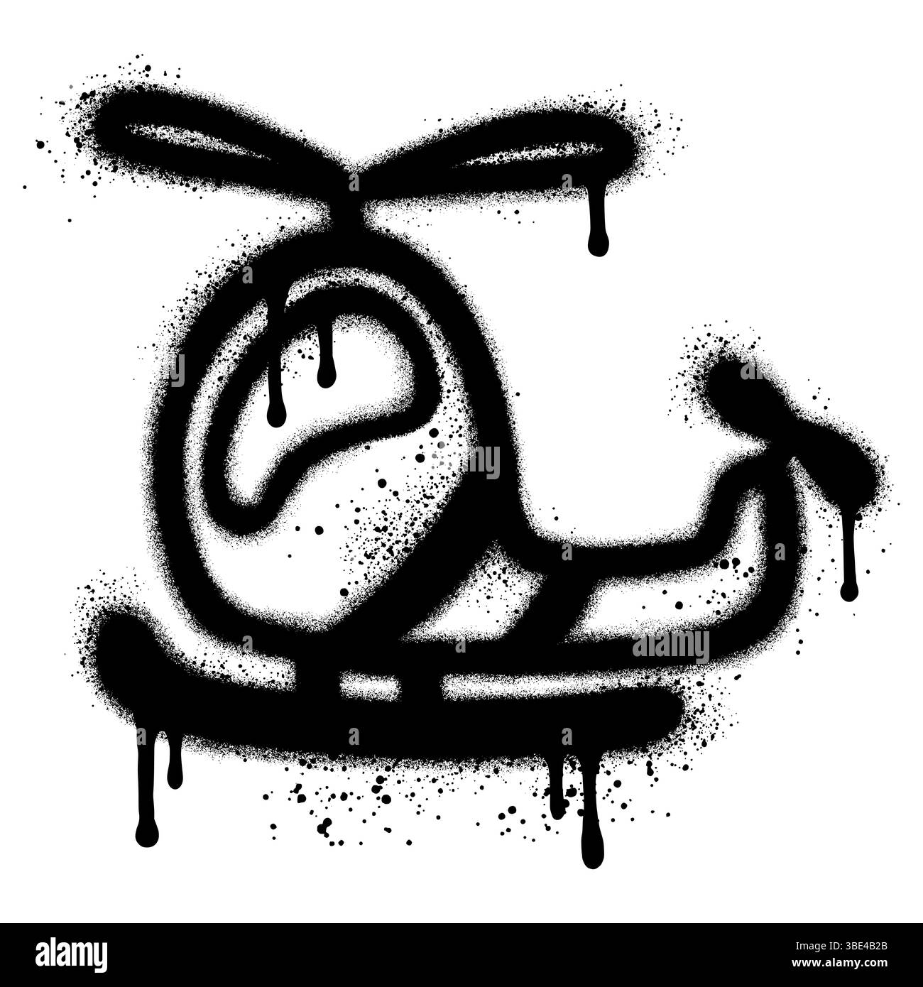 Sprühlackierter Graffiti-Hubschrauber isoliert mit weißem Hintergrund. EPS 10. Stock Vektor