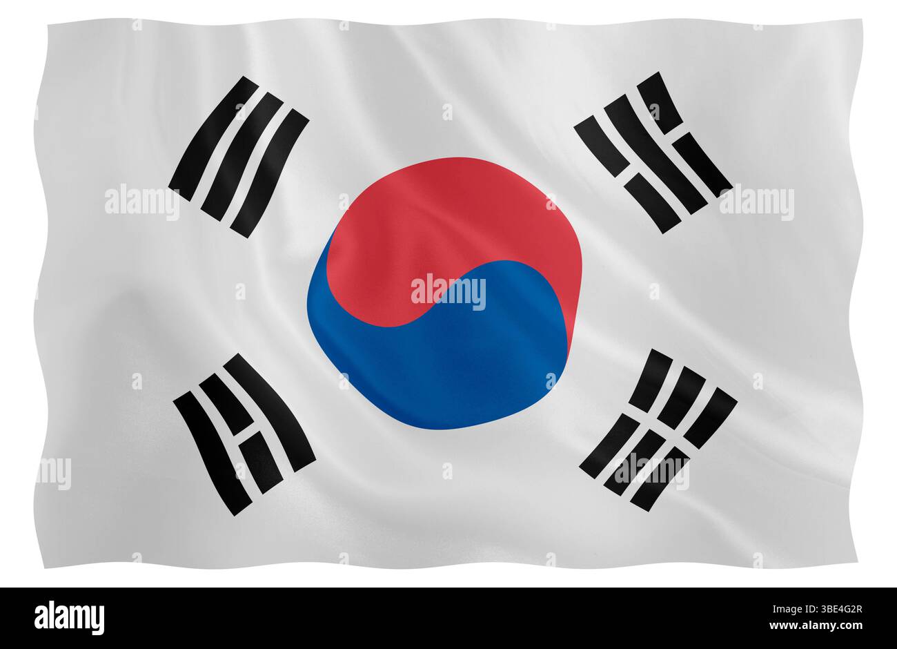 Digitales Composite-Faksimile der südkoreanischen Flagge. Republik Korea, ROK, Symbol, Ausschnitt, Stockfoto