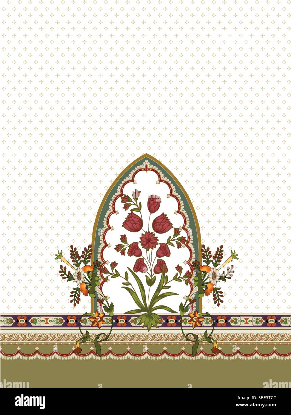 Elegantes Blumengewölbe für Textil- oder Stoffmuster Stock Vektor