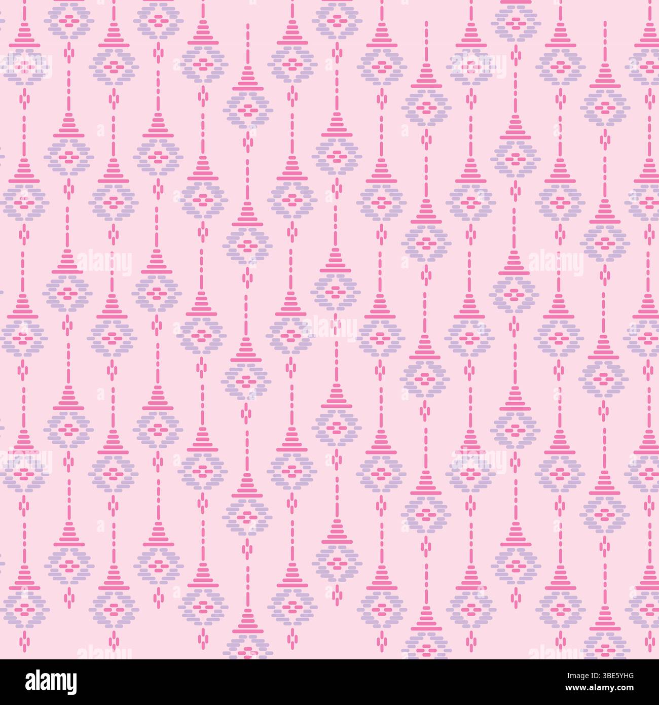 Geometrisches Textilmuster in Pink und Lila, nahtloses, wiederholtes Design Stock Vektor