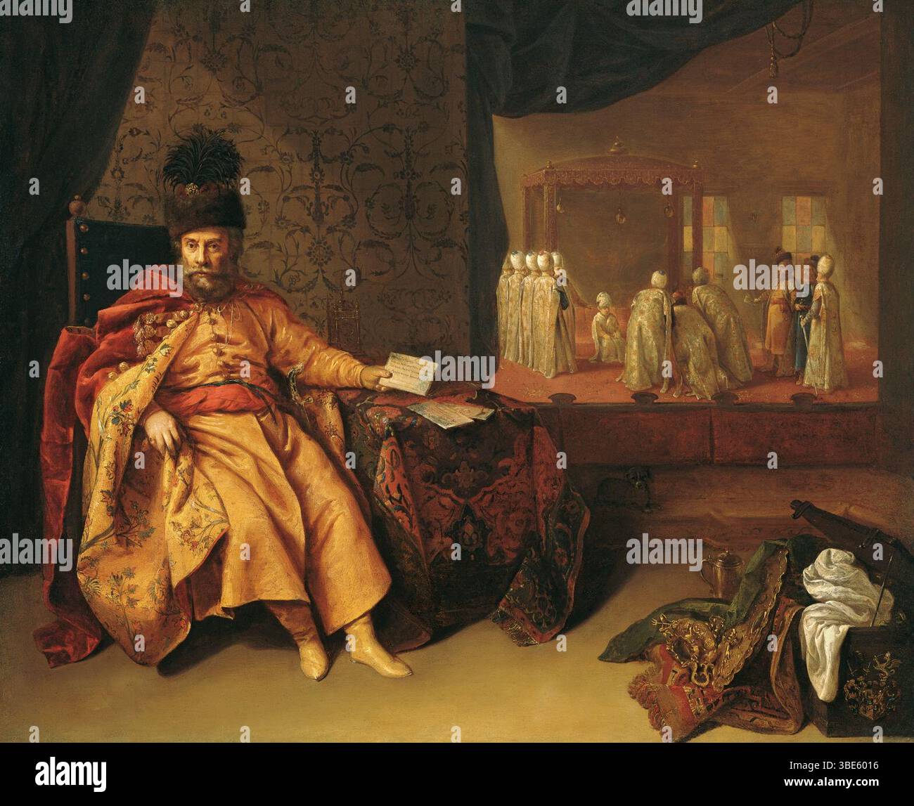 Johann Rudolph Schmid Freiherr von Schwarzenhorn beim Sultan im Jahre 1651. Stockfoto