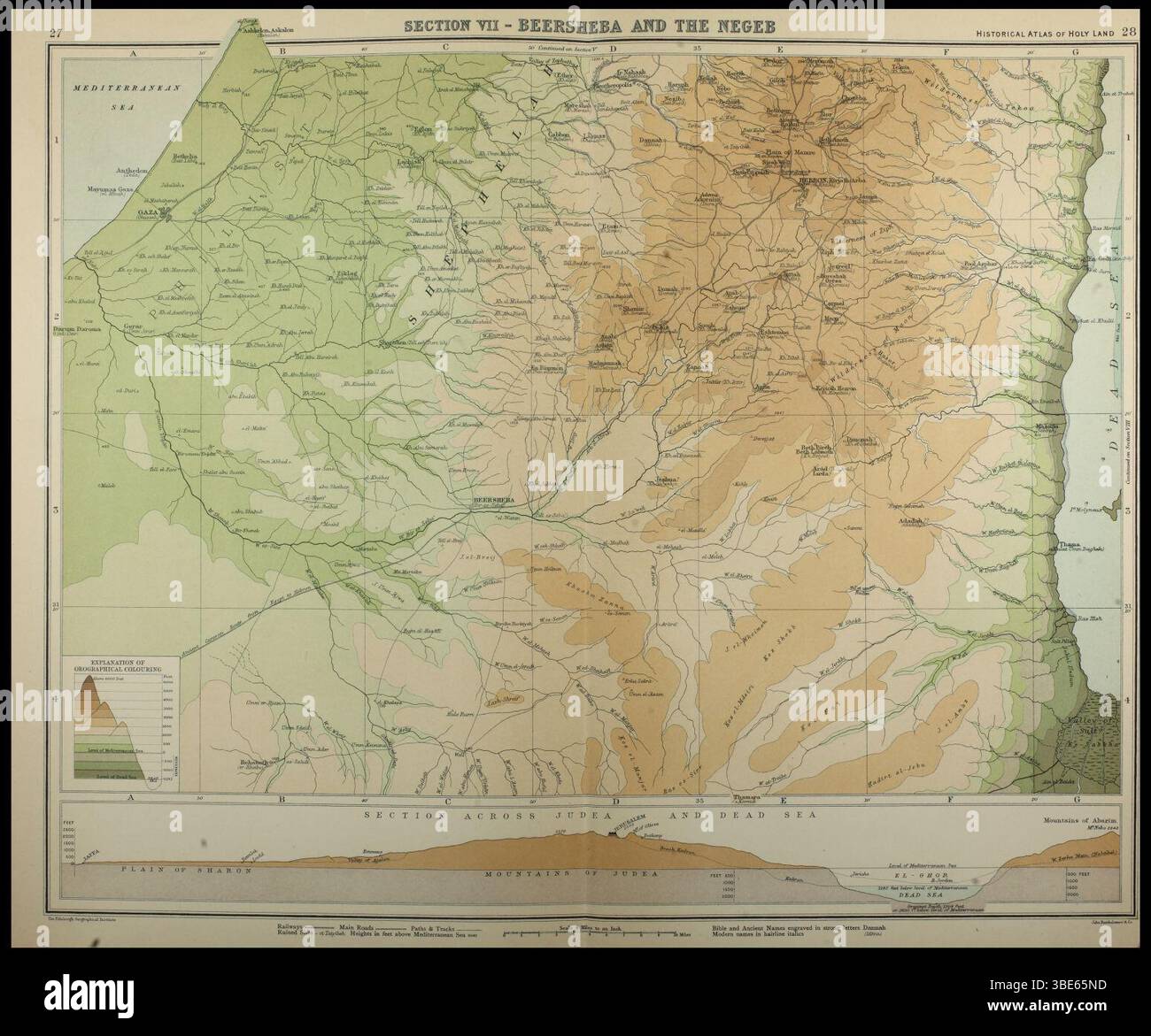 John Bartholomew & Co., Abschnitt VII - Beersheba und der Negeb Stockfoto