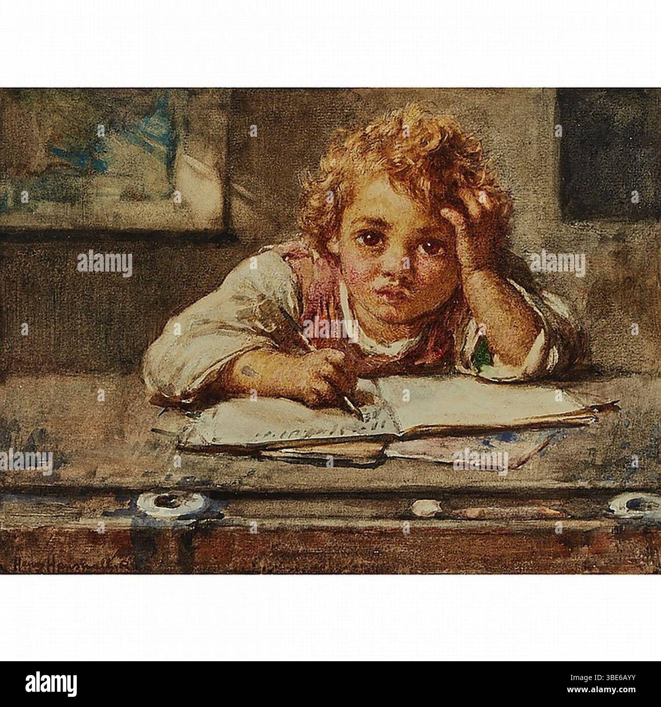 John Henry Henshall - , BRITISHTHE SCHOLARWatercolor; links unten signiert, mit dem Titel auf der Namensplatte. Stockfoto