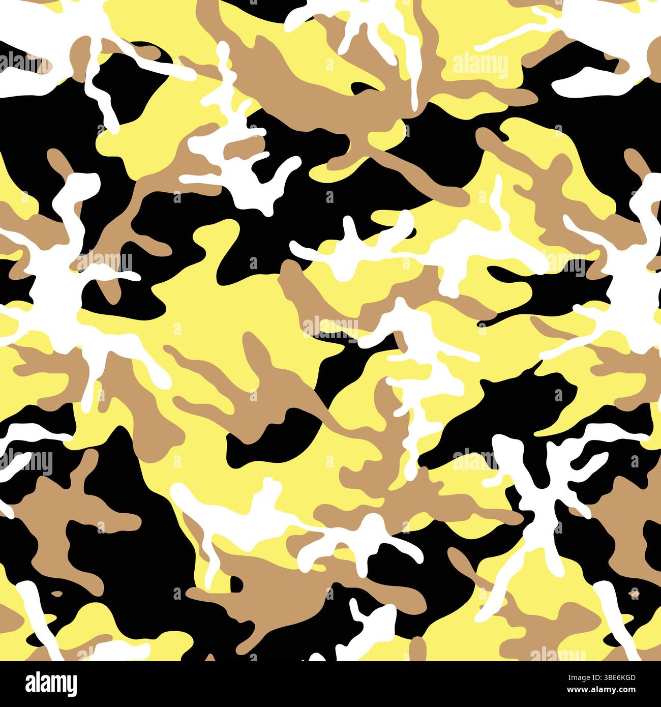Abstrakte gelbe braune weiße und schwarze Tarnmuster nahtlose Wiederholungsstruktur Stock Vektor
