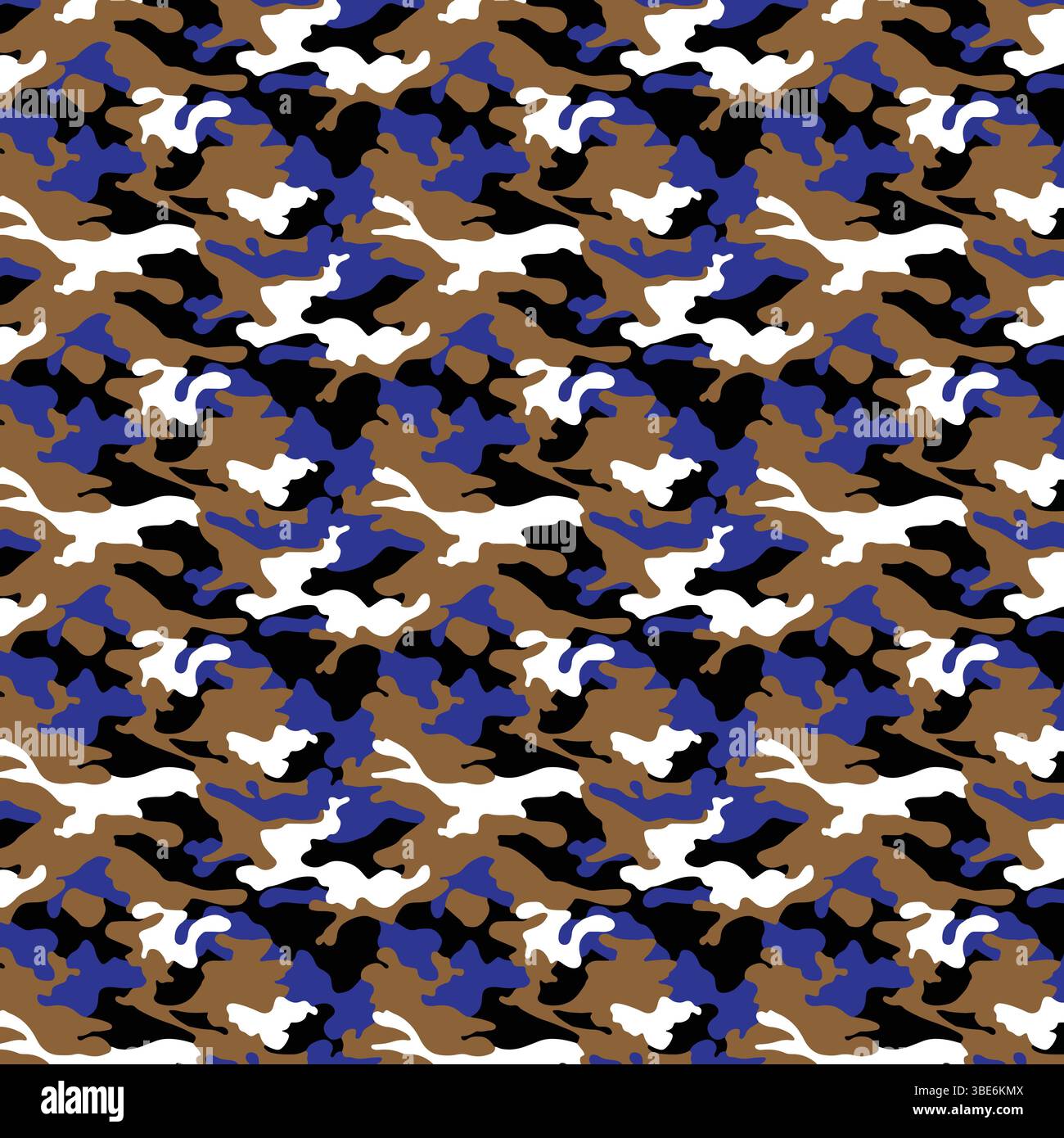 Abstraktes Camouflage-Muster in blaubraunen und weißen nahtlosen Wiederholungsmustern Stock Vektor