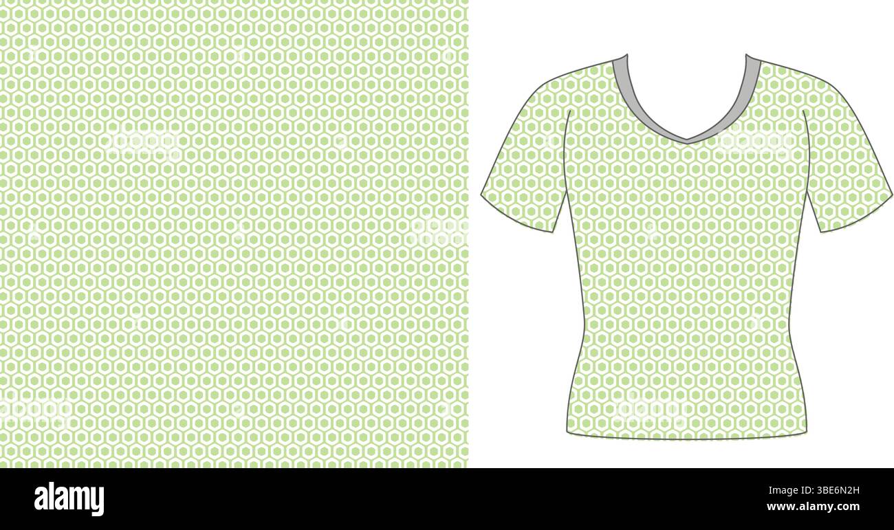 Hellgrünes Modell mit kleinem Punktmuster und T-Shirt-Design Stock Vektor