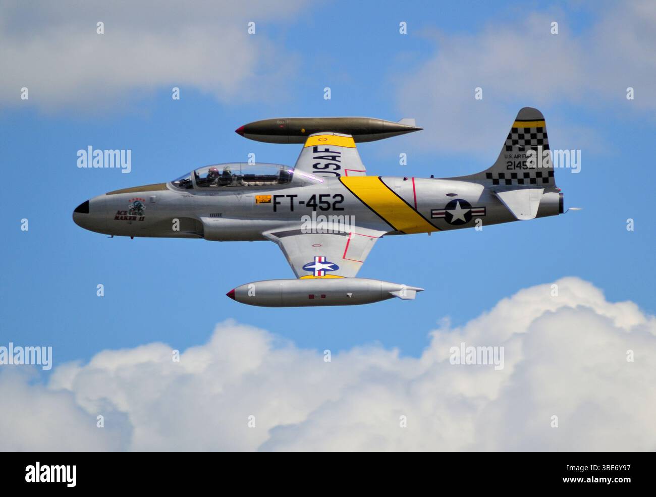 Canadair CT-133 Silver Star Jet Trainer Flugantenne, Rhode Island, USA Stockfoto