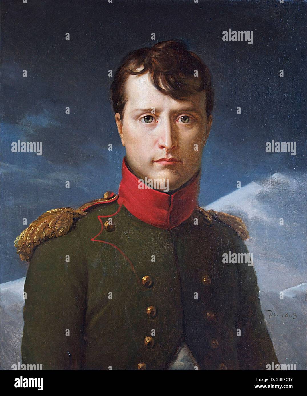 Napoleon Bonaparte als erster Konsul (1803), gemalt von Pascal Simon Gérard (4. Mai 1770 – 11. Januar 1837), benannt als Baron Gérard (1809), war ein französischer Maler. Er wurde in Rom geboren, wo sein Vater ein Amt im Haus des französischen Botschafters besetzte und seine Mutter Italiener war. Nachdem er 1809 von Kaiser Napoleon zum Baron des Reiches ernannt wurde, wurde er offiziell als Baron Gérard bezeichnet. Stockfoto