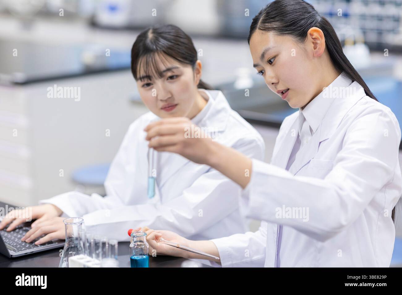 Studenten, die experimentieren Stockfoto