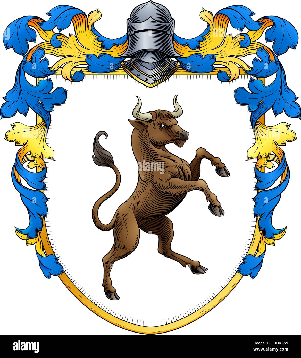 Bull Heraldik Wappen Wappen Wappenschild Stock Vektor