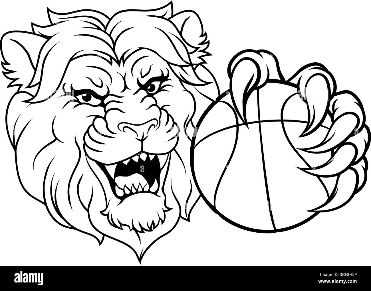 Löwen-Basketball-Maskottchen Mit Tiersport Stock Vektor