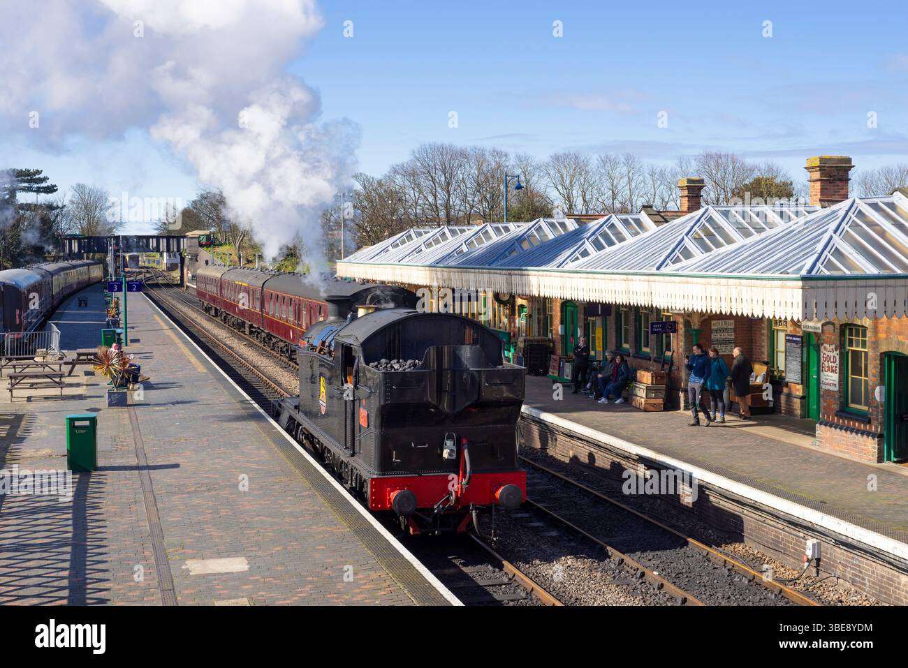Sheringham Norfolk Sheringham Station Sheringham Dampfzug im Bahnhof der North Norfolk Railway Sheringham Norfolk England Großbritannien GB Europa Stockfoto
