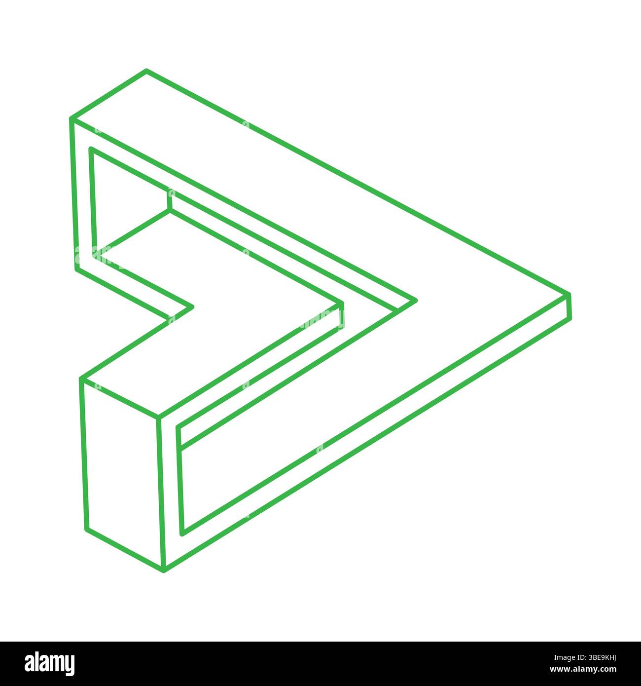 Unmögliche optische Täuschungsformen. Optische Kunstobjekte. Unmögliche Zahlen. Geometrie-Logo. Stock Vektor