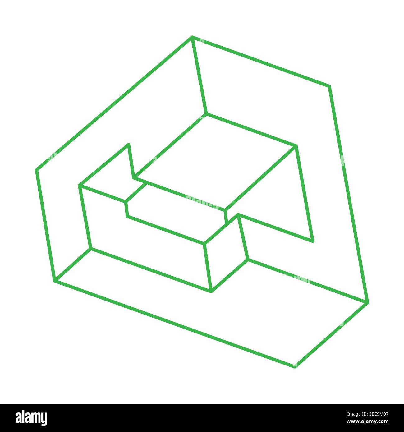 Unmögliche Form. Heilige Geometrie. Optische Illusionsfigur. Abstrakte ewige geometrische Objekte. Unmögliche endliche Konturformen. OP Art. Unmöglich Stock Vektor