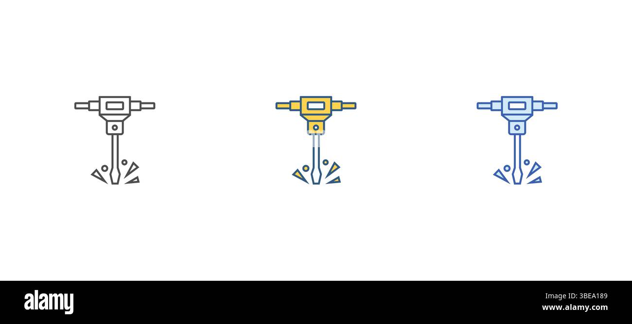 Bau-Schlaghammer-Linie und Glyphe-Symbol, Werkzeug und Reparatur, pneumatisches Hammerzeichen, Vektorillustration Stock Vektor