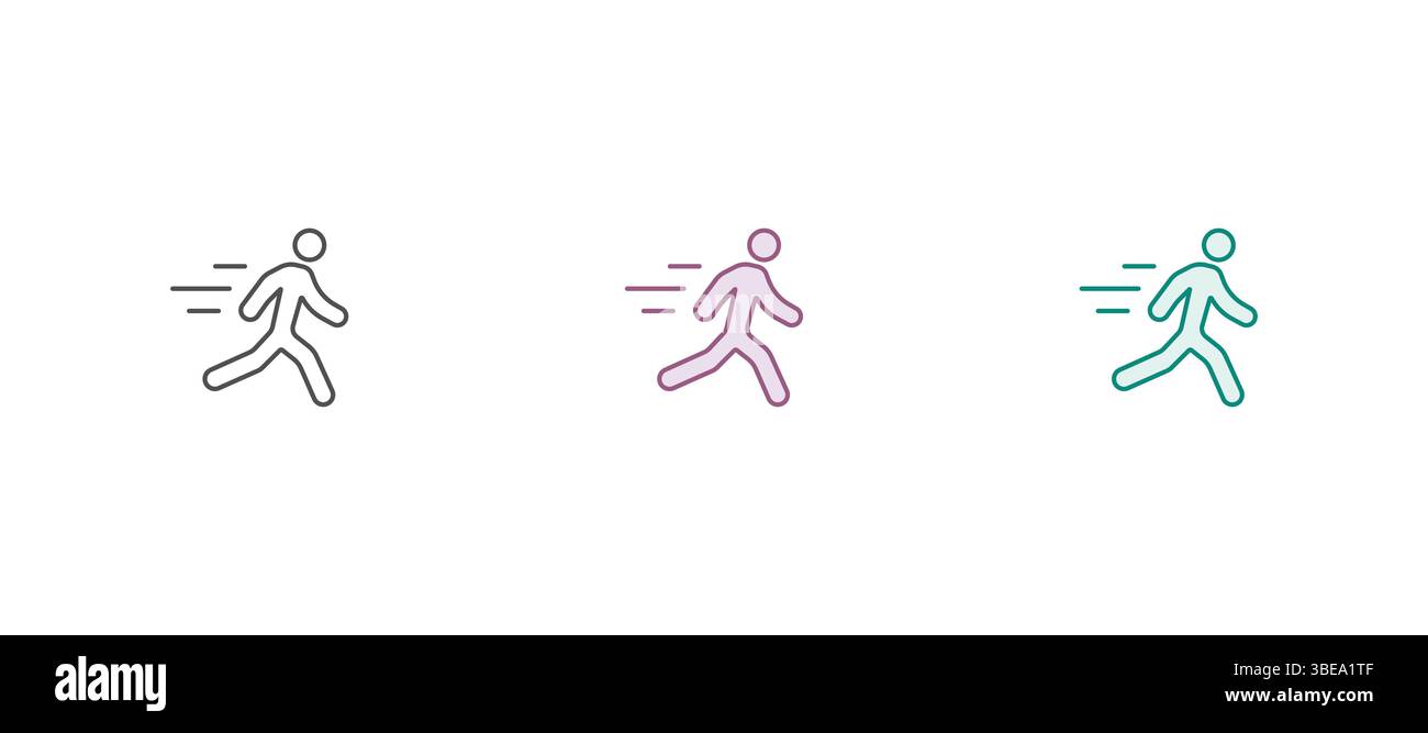 Symbol Wird Ausgeführt. Fitness Training Training Linien Symbole gesetzt. Vektorabbildungen. Stock Vektor
